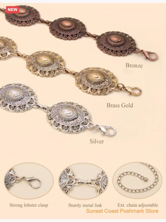Western Metal Concho Belt for Women Cowgirl Chain Belt Dresses Jeans Country main image 6